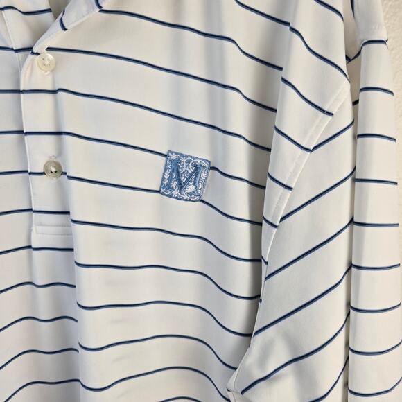 Turtleson Tour Performance Polo Men's L Blue White Stripe Monogram Golf READ - Picture 3 of 8